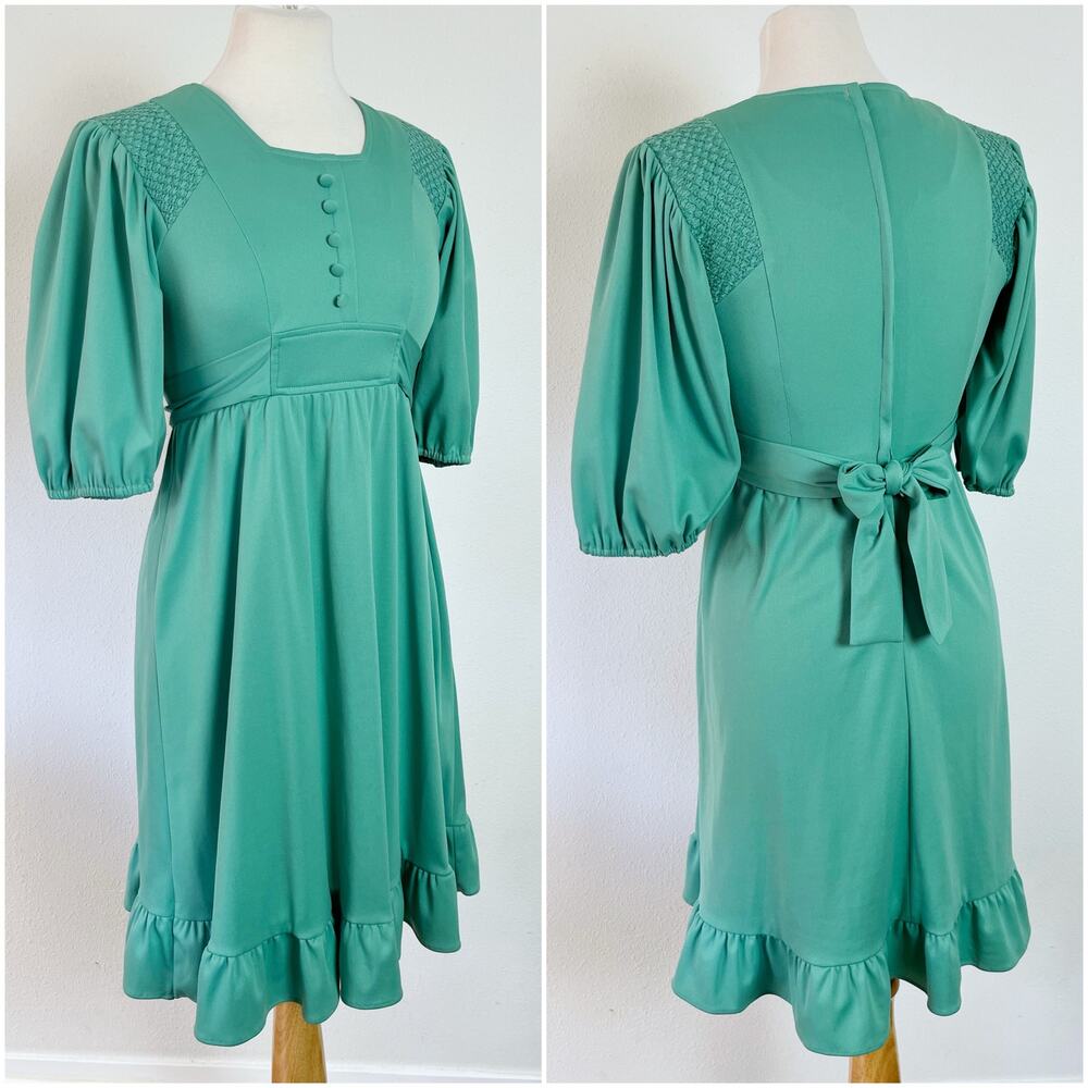 Vintage 60s‎ / 70s Turquoise Mini Dress // Size XS